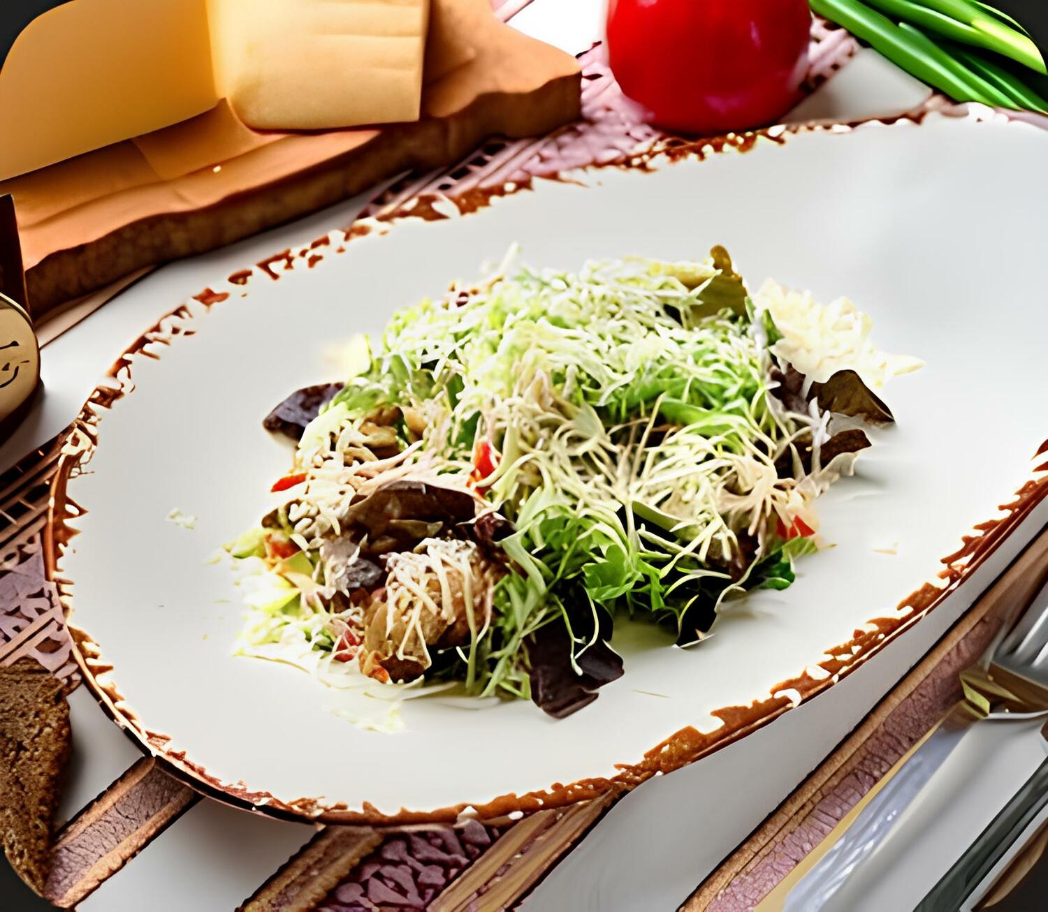 Теплый салат с курицей гриль и грибами Теплый салат с курицей гриль и грибами