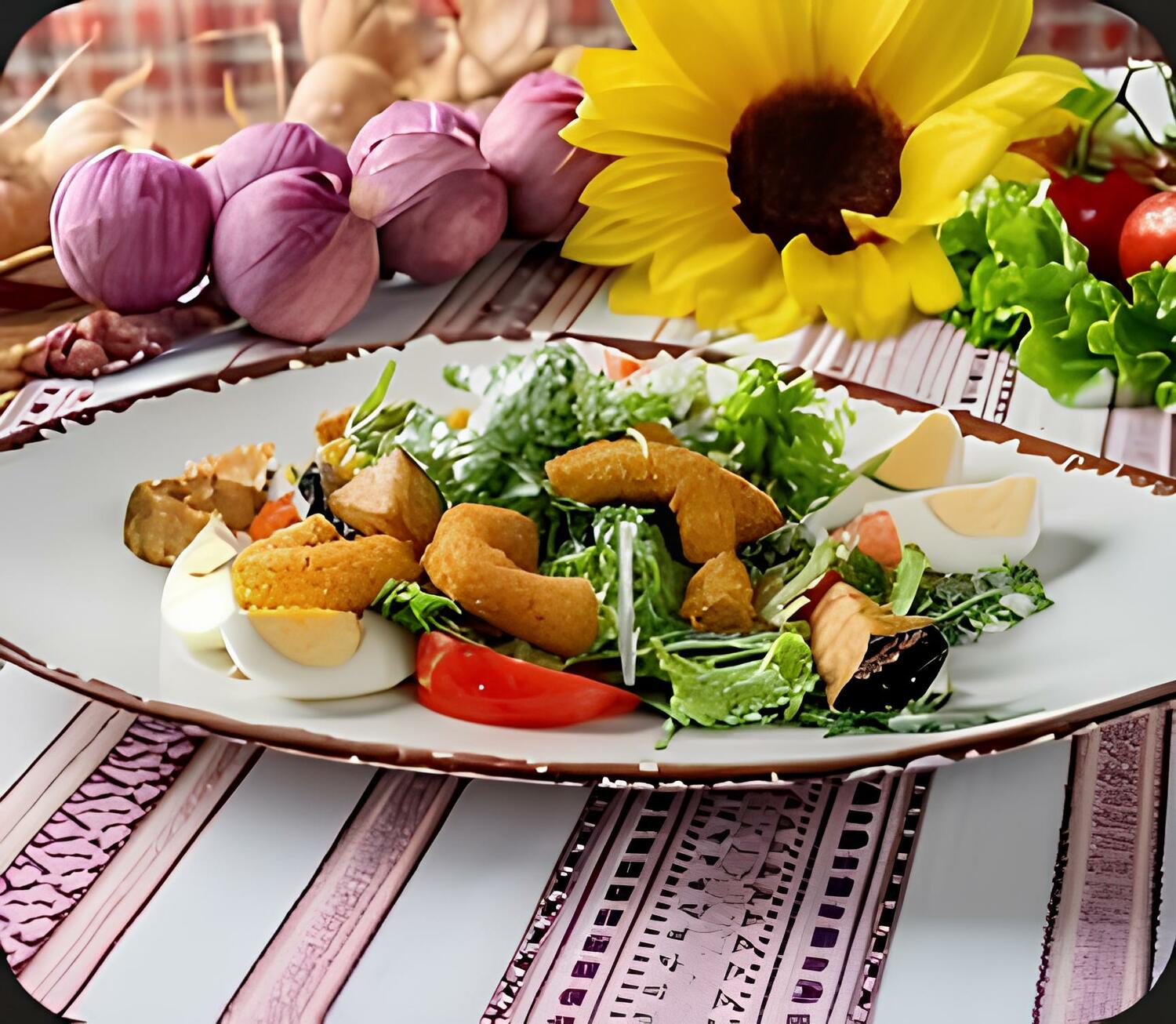 Салат из хрустящих баклажан с кальмаром фри Салат из хрустящих баклажан с кальмаром фри