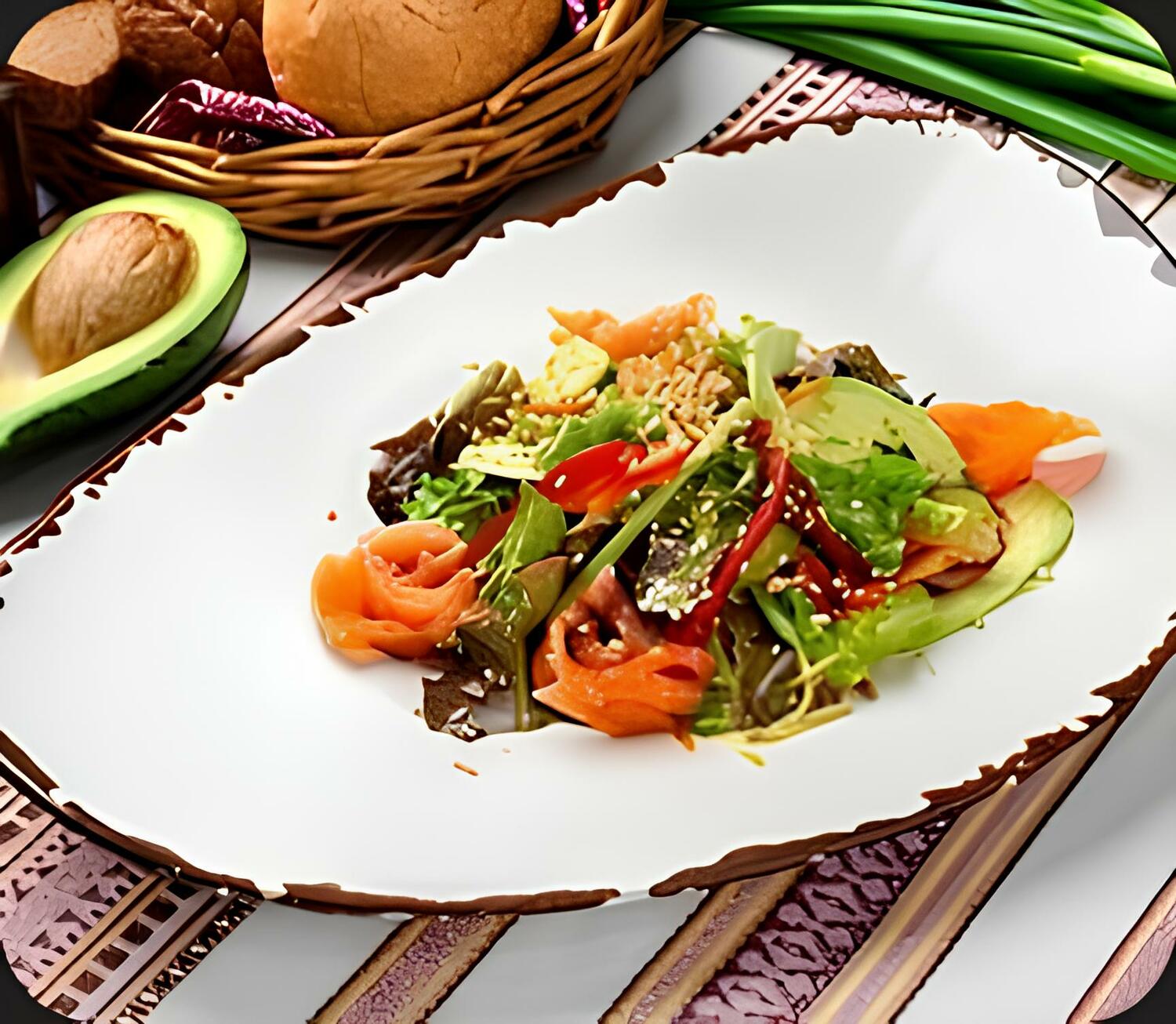 Салат с лососем и авокадо Салат с лососем и авокадо